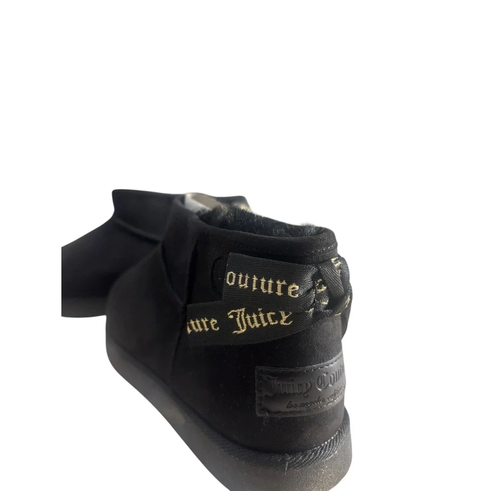 Juicy Couture Olden Mini Platform Winter Booties Black Gold Bow Size 6 NWB‎ Y2K
